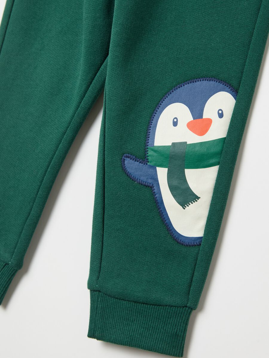 Joggers with drawstring and penguin patch_2