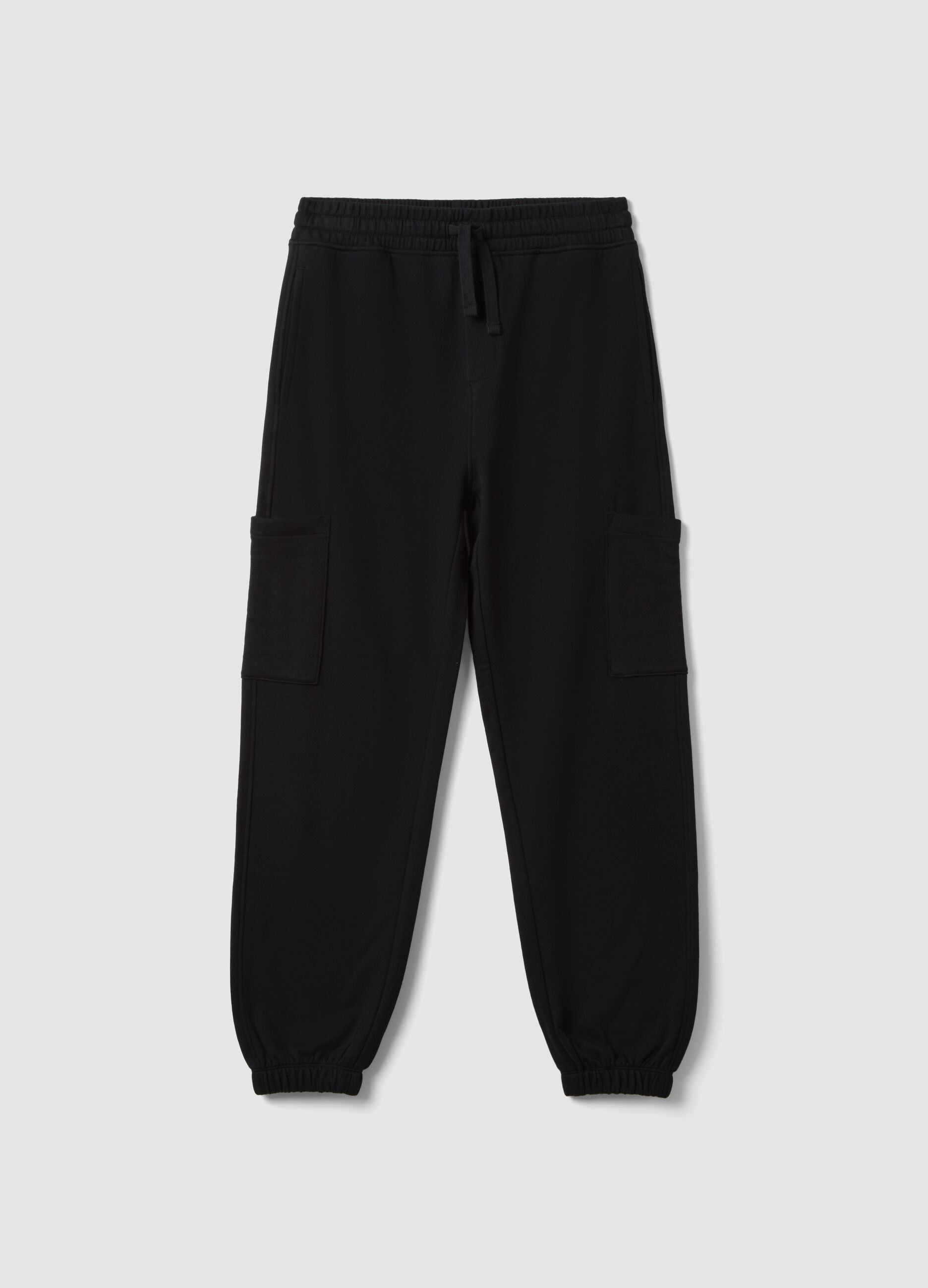 Black pure cotton relaxed cargo joggers for boys