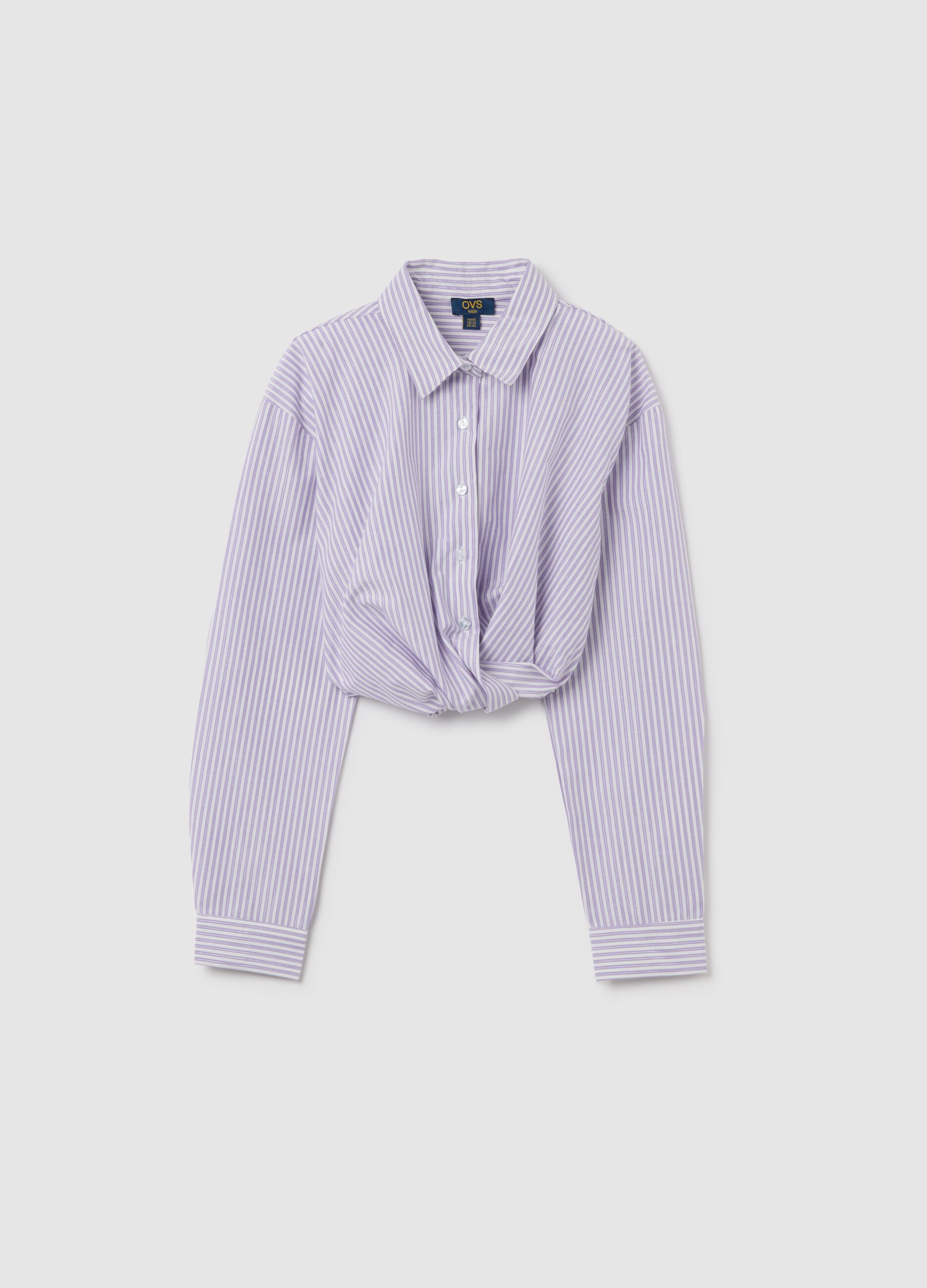 Girls’ cropped shirt in multicoloured cotton with regular fit