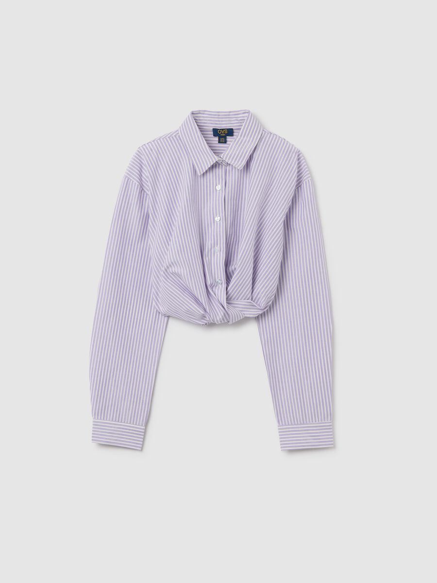 Camicia crop da ragazza in misto cotone multicolor regular fit_3