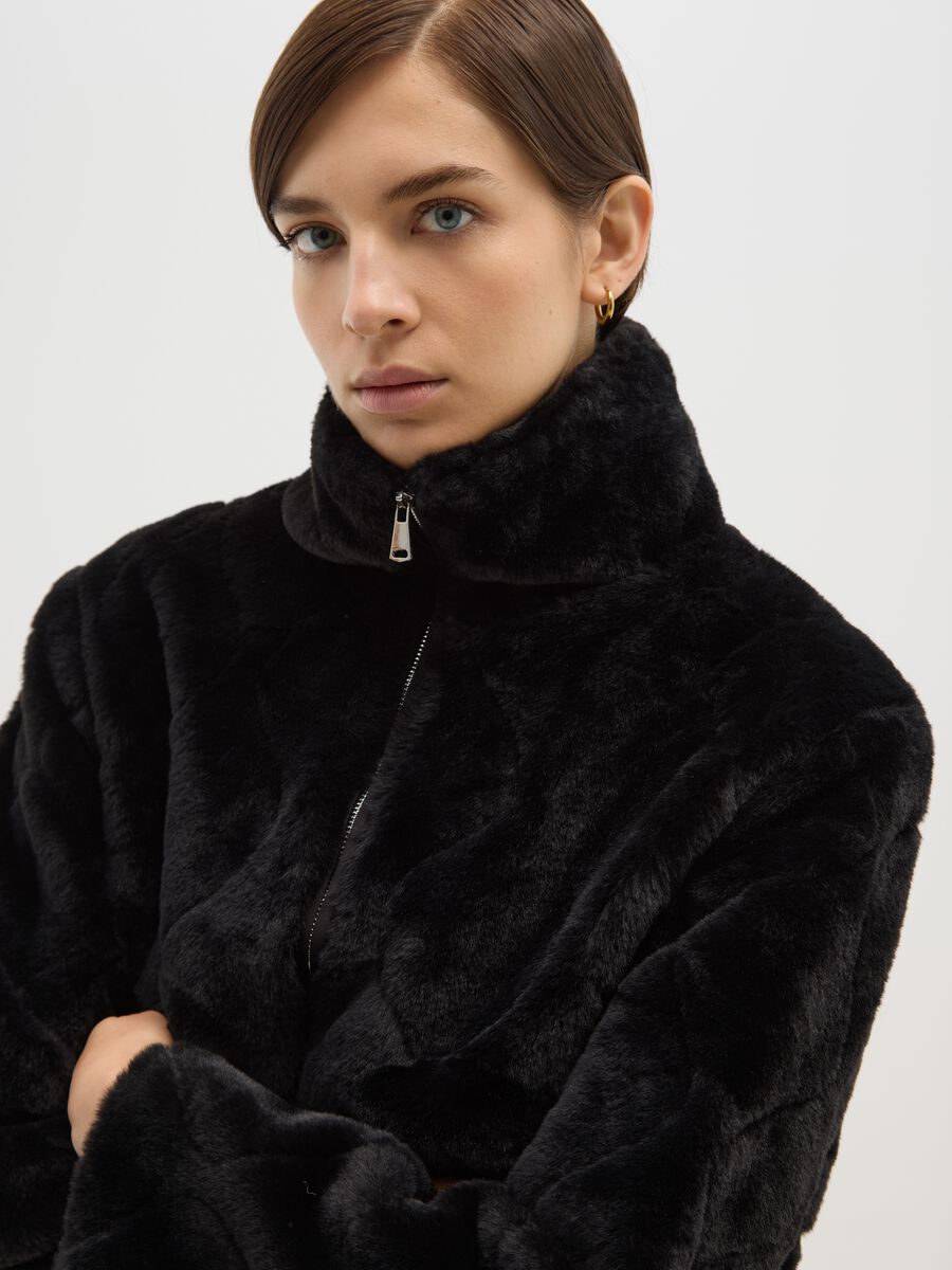 Giacca nera regular fit con zip_1