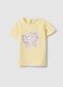Girls' regular fit yellow cotton T-shirt with butterfly_0