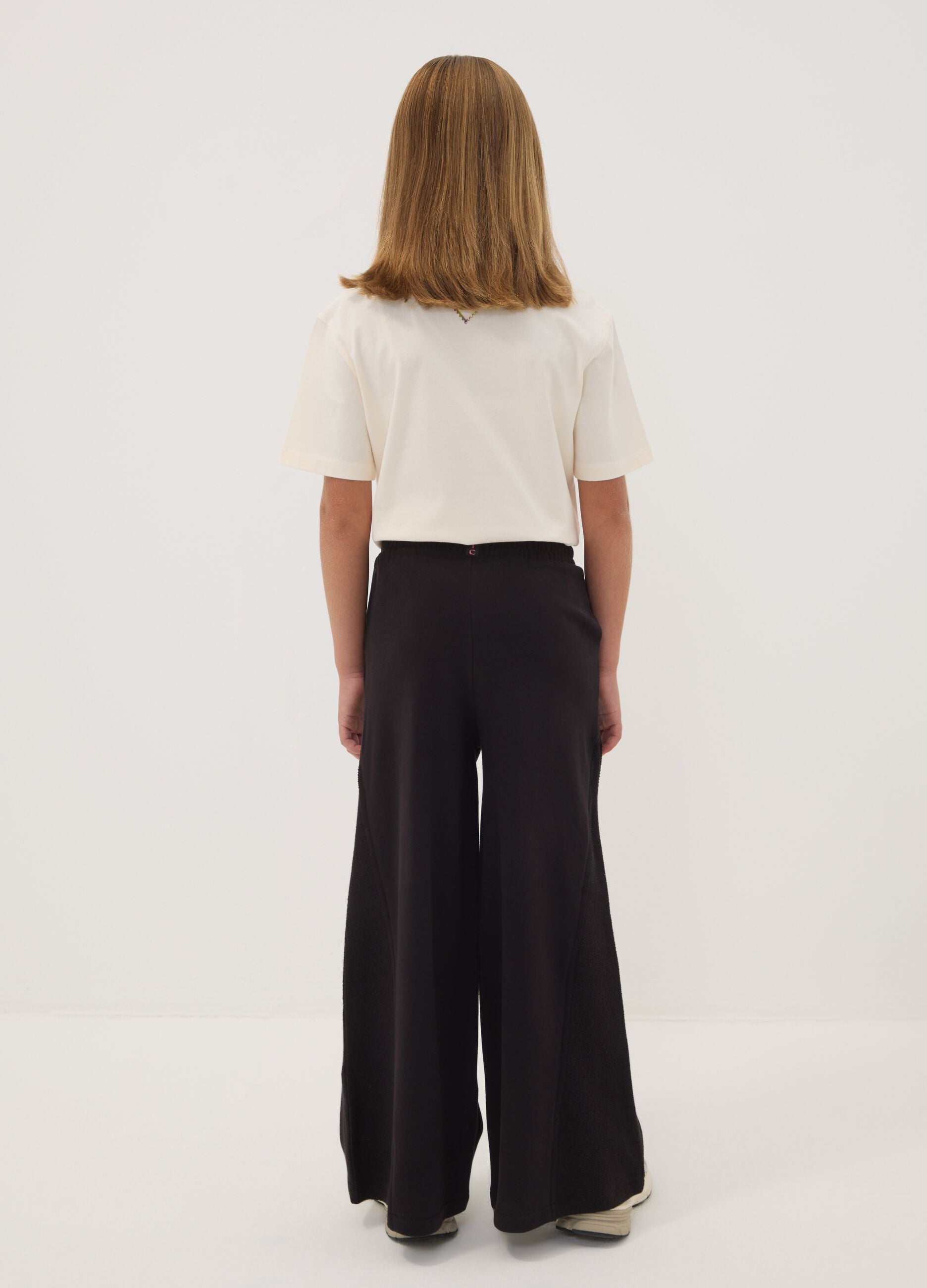 Black wide-leg trousers in pure cotton