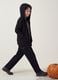 Black cotton and viscose blend joggers with elasticated waistband for boys_0