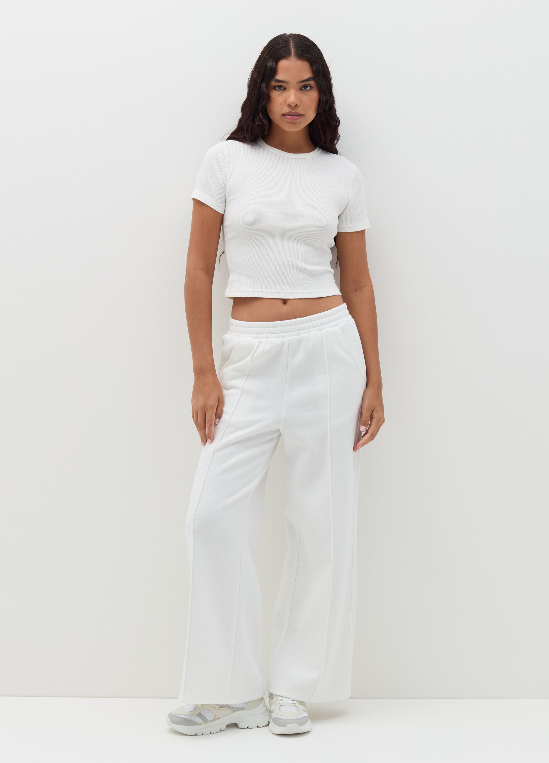 Wide-leg trousers in fleece