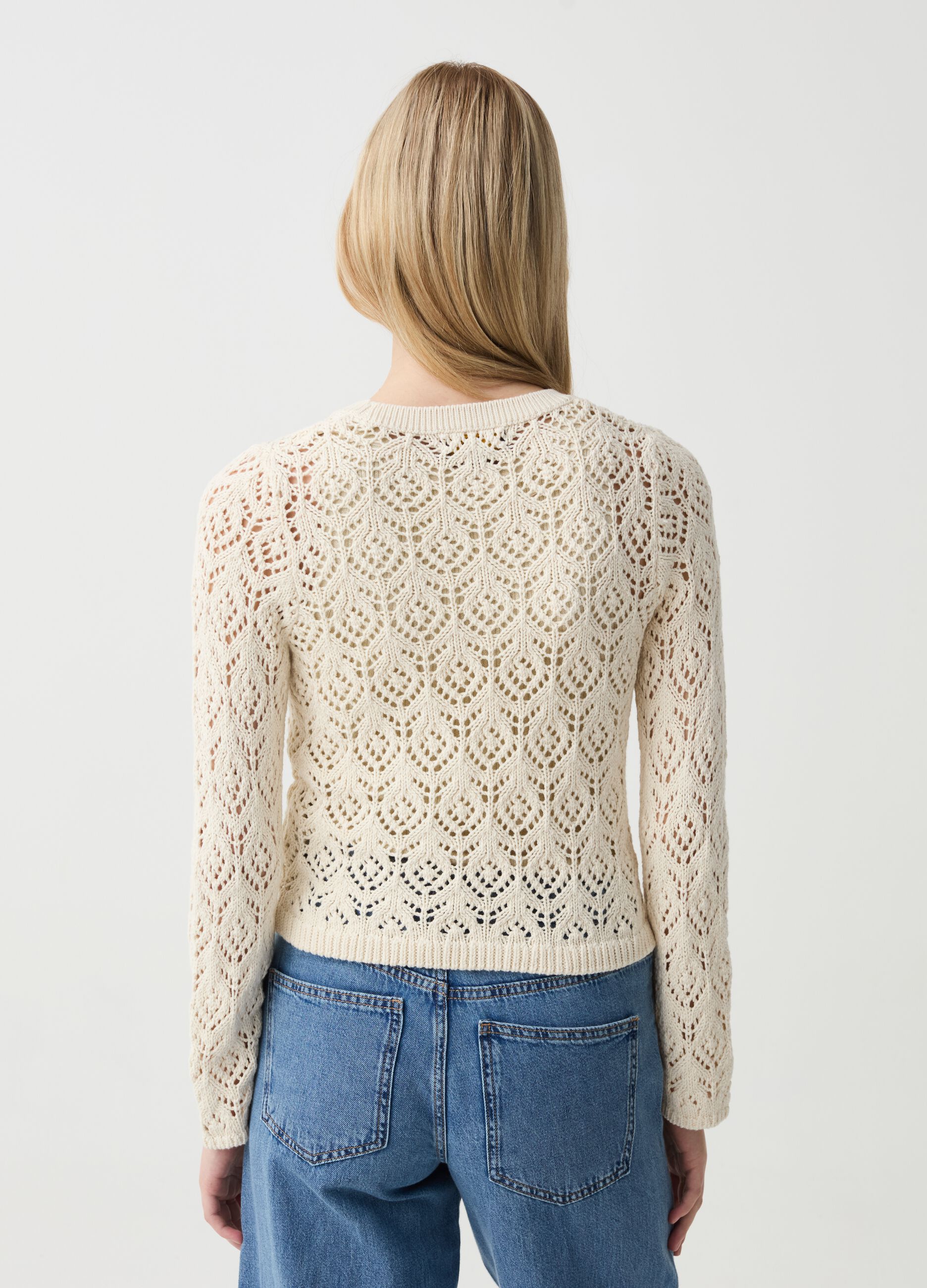 Crochet top with long sleeves