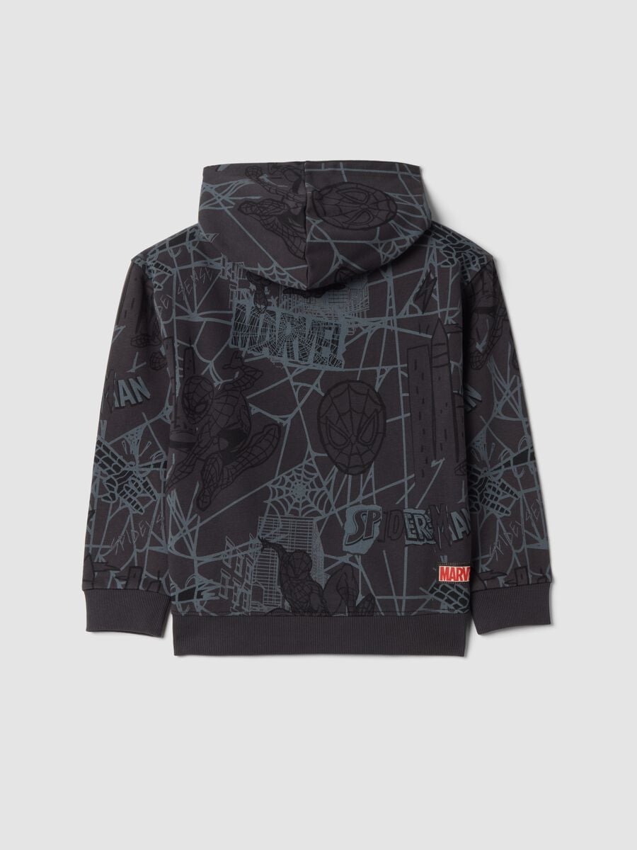 Felpa grigio scuro in misto cotone con cappuccio e stampa MARVEL Spider-Man_1