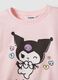 T-shirt in cotone elasticizzato rosa da bambina regular fit con Kuromi_2