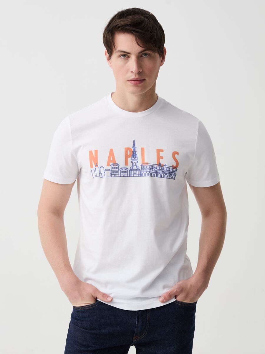 T-shirt in cotone con stampa Napoli_0