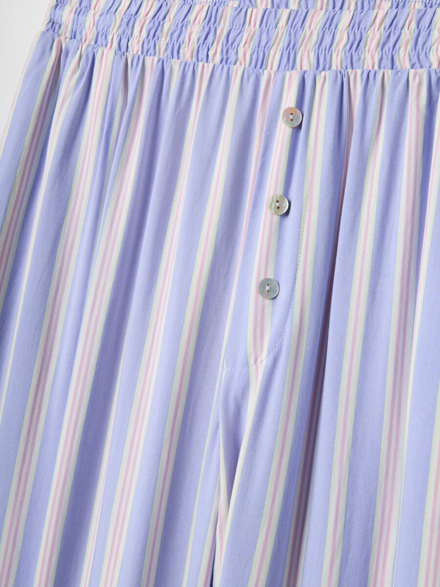 Regular fit multicolour striped trousers in pure viscose_5