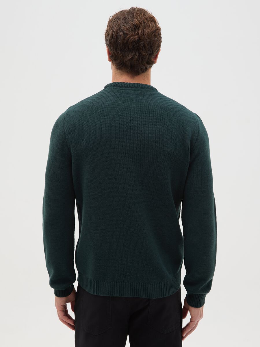 Green regular fit Christmas sweater with embroidery_2