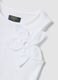 White stretch cotton ribbed tank top with appliqu&eacute; flower for girls, fitted_2