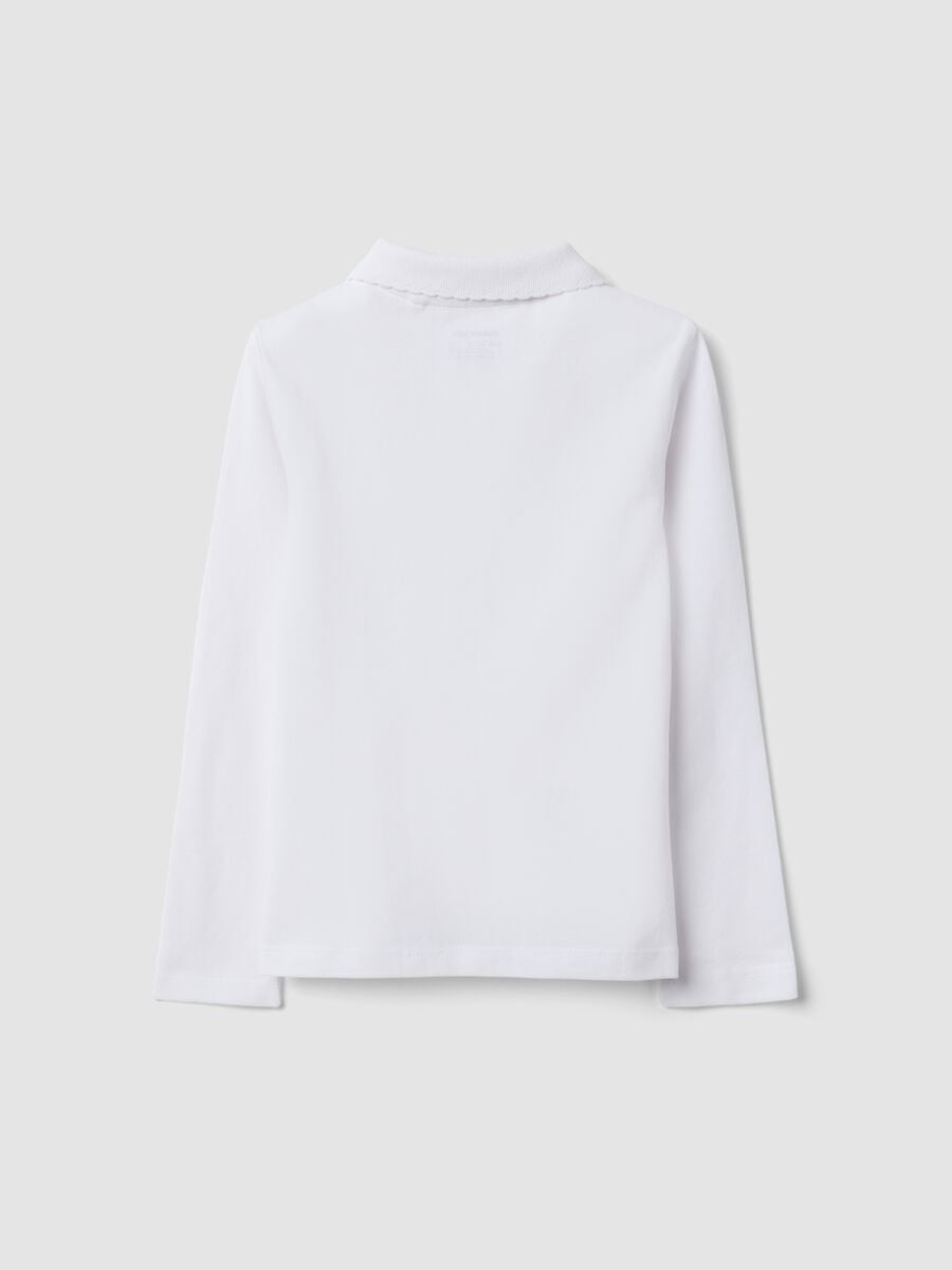 White pure organic cotton piqu&eacute; polo shirt, regular fit, for girls_1