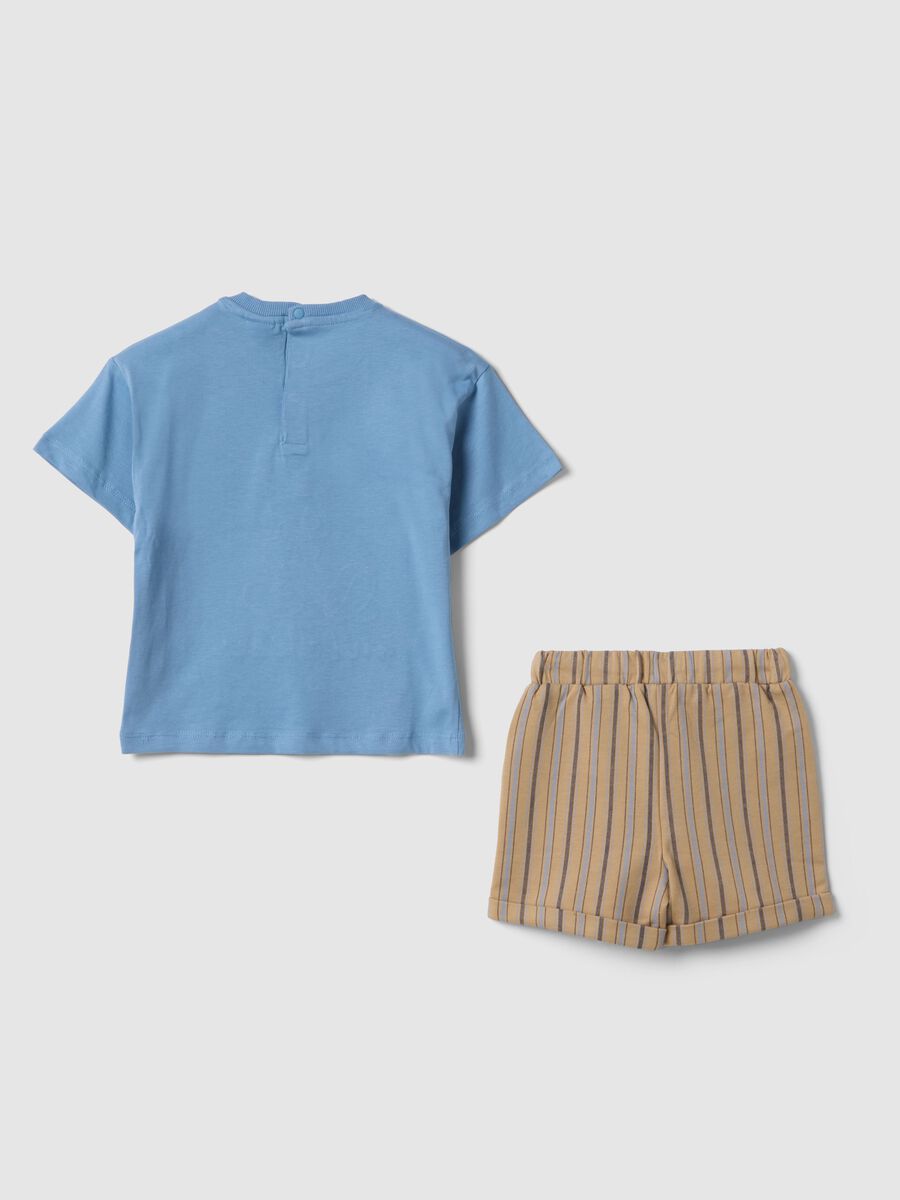 Set maglia shorts in puro cotone multicolor da bimbo con Topolino_1