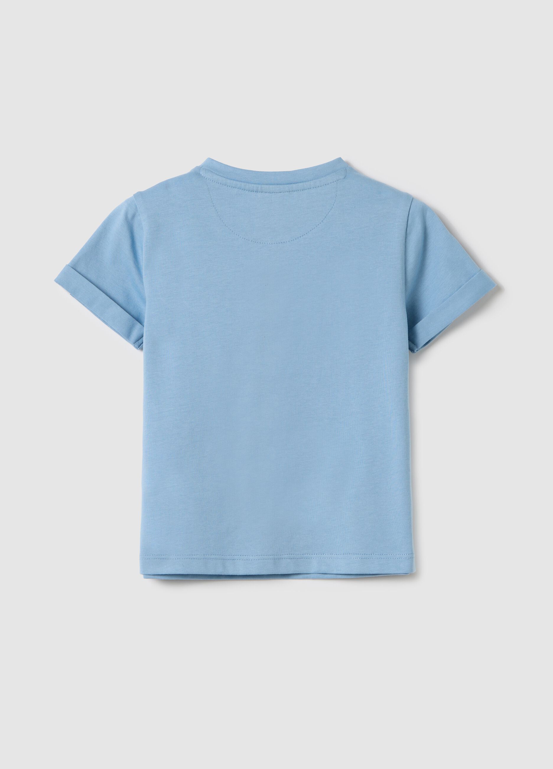 T-shirt da bambino in puro cotone azzurra regular fit con stampa Mickey Mouse