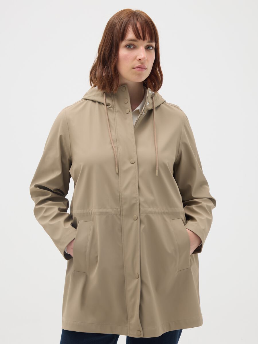 Beige waterproof coat regular fit_0