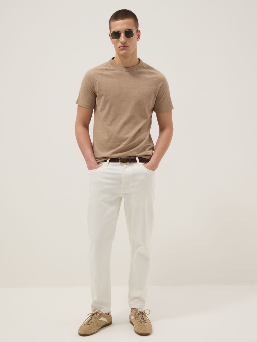Beige pure cotton regular fit T-shirt_0
