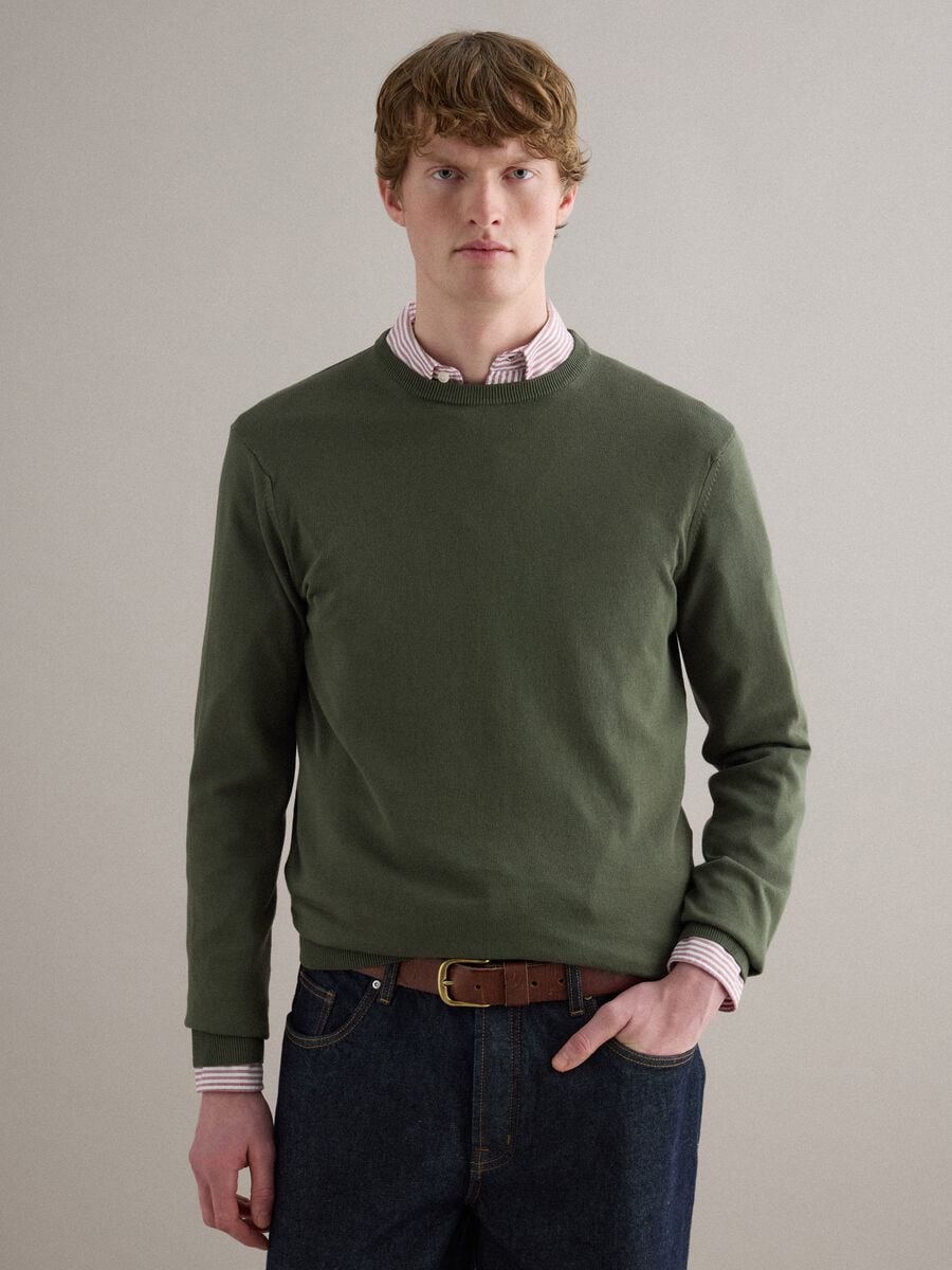 Pullover verde in puro cotone_0