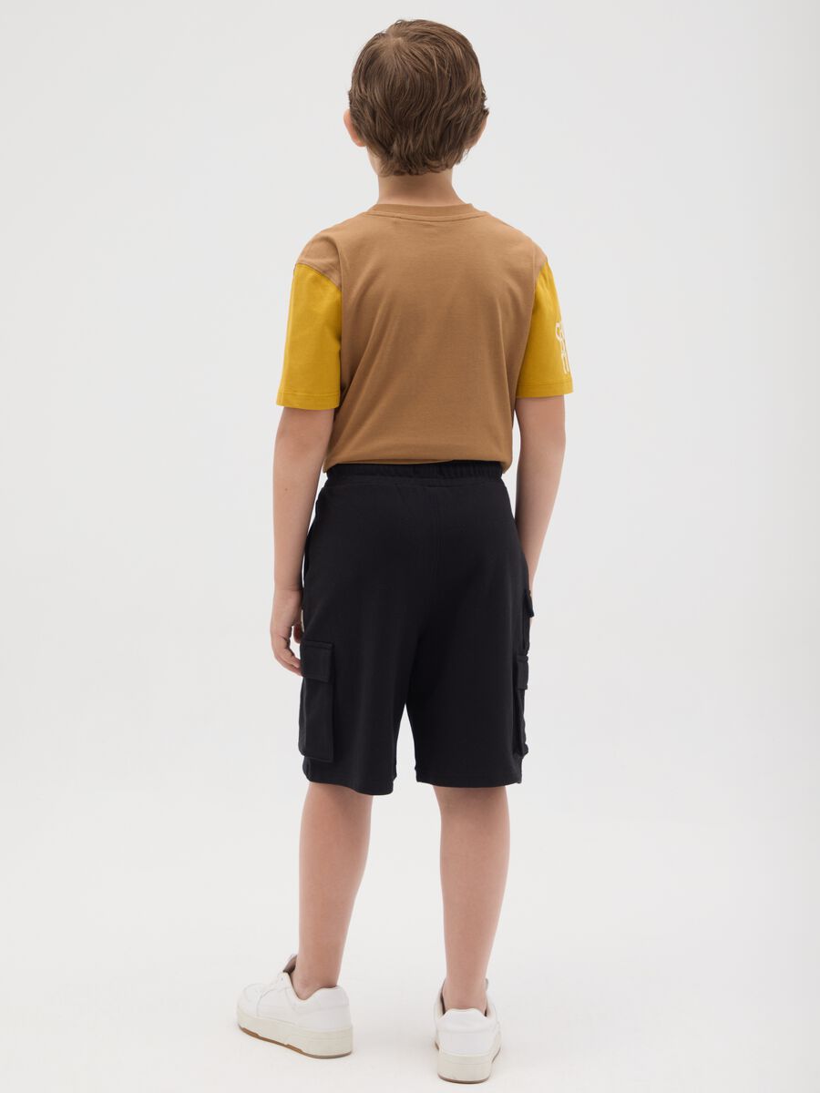 Black Cargo Shorts in Pure Cotton OVS Kids_1