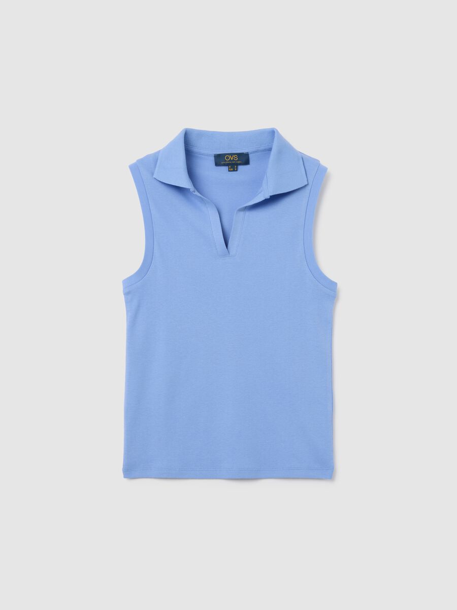 Women's Sleeveless Blue Cotton Top Slim Fit_4