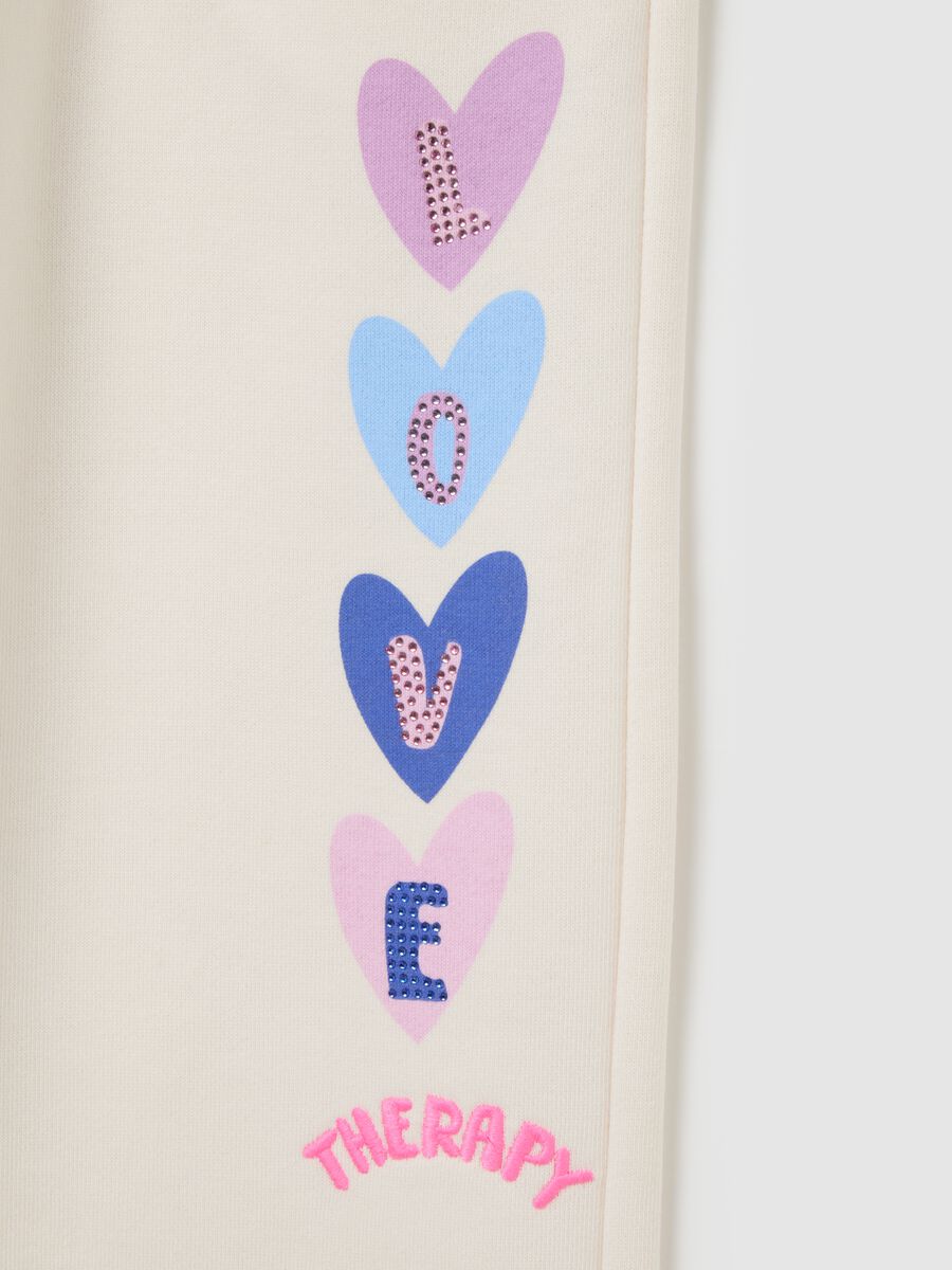 Girls' beige cotton blend jogger trousers_2
