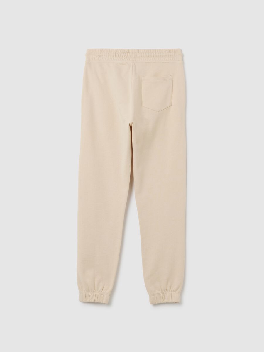 Pantaloni jogger da ragazzo in puro cotone beige regular fit_4