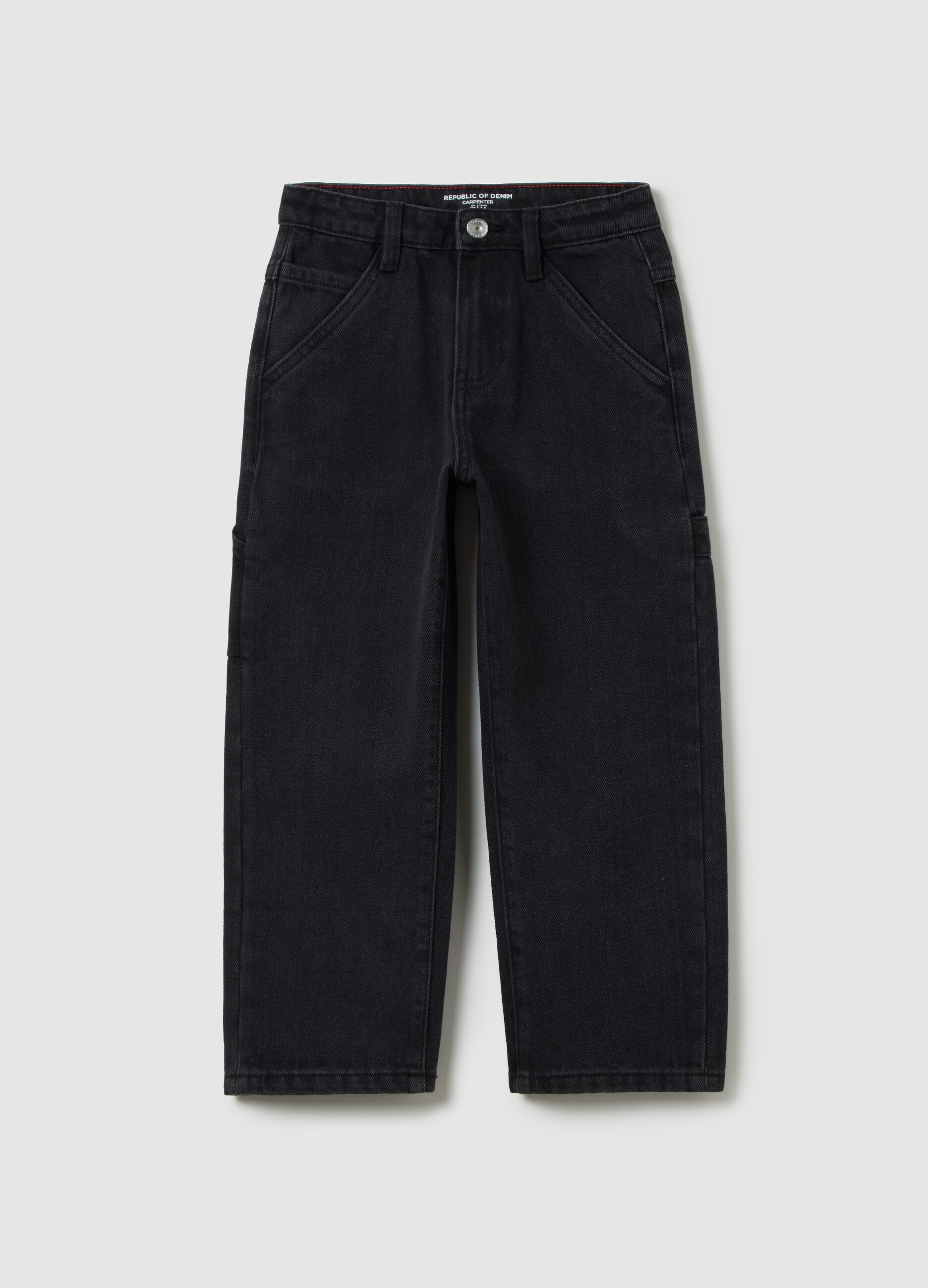 Black children's jeans in cotton blend