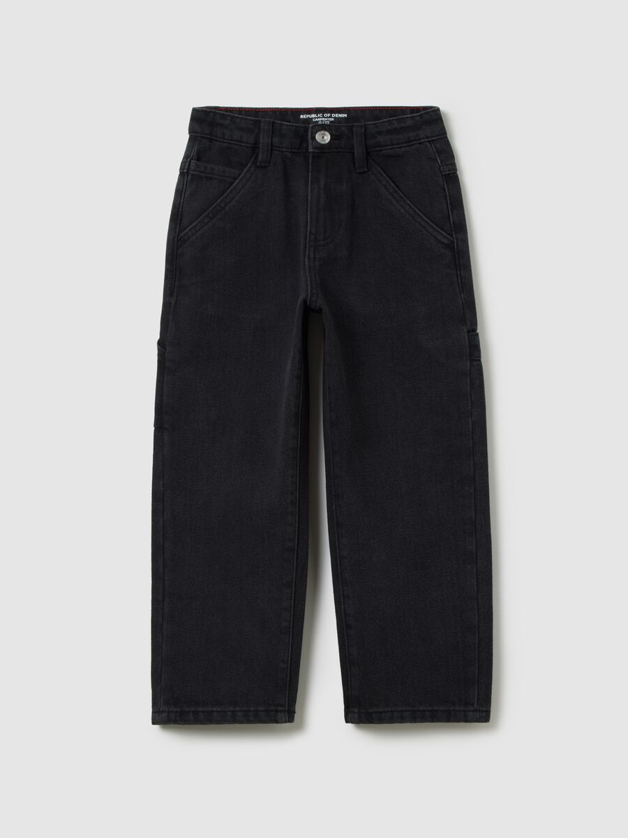 Jeans da bambino neri in misto cotone_0