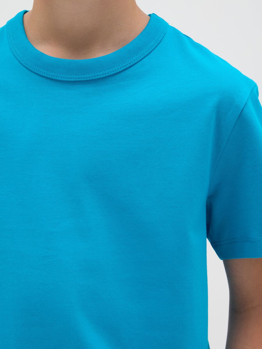 T-shirt da ragazzo in puro cotone azzurro regular fit_2