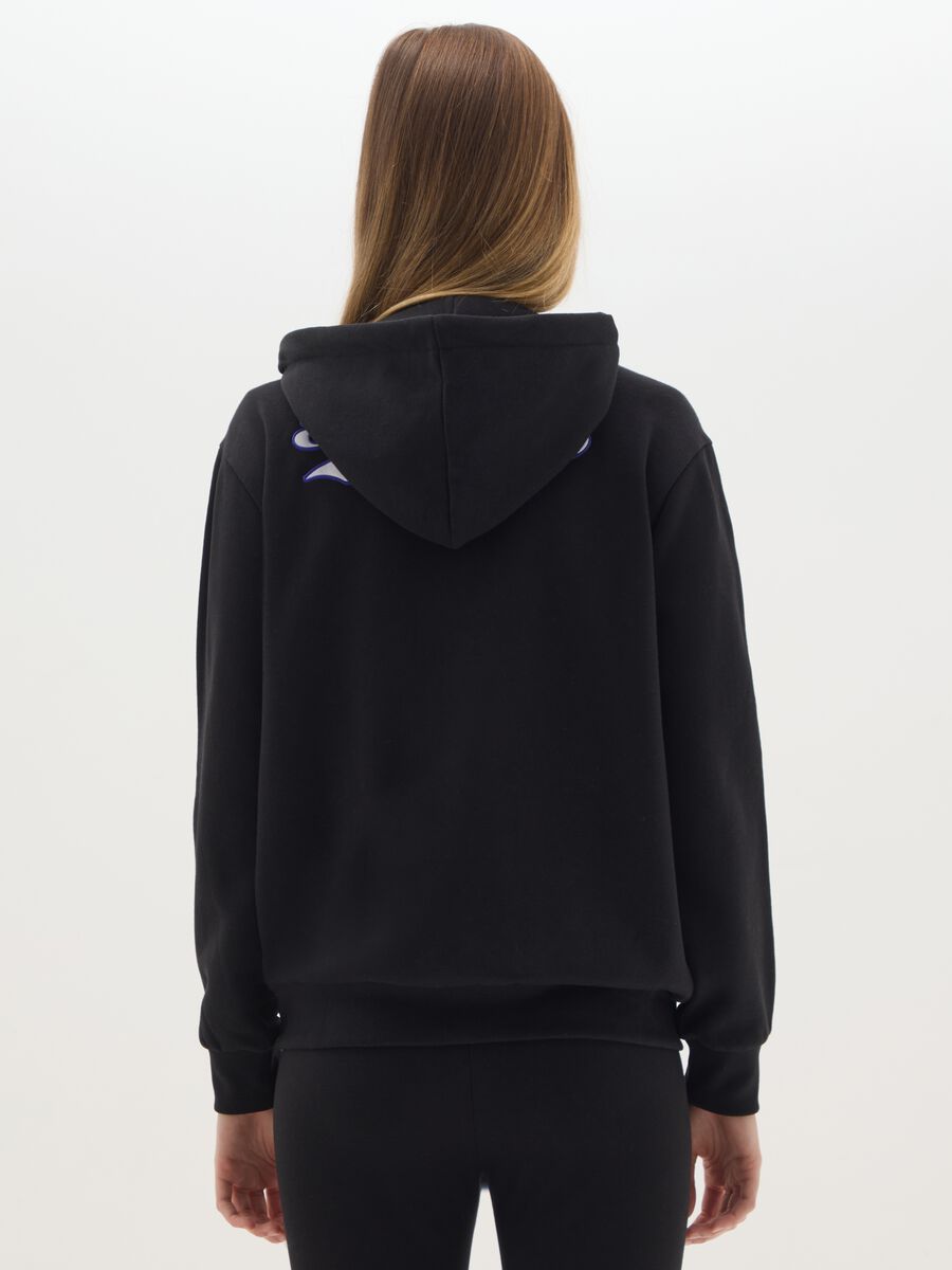 Felpa in misto cotone nera regular fit con cappuccio e zip_2