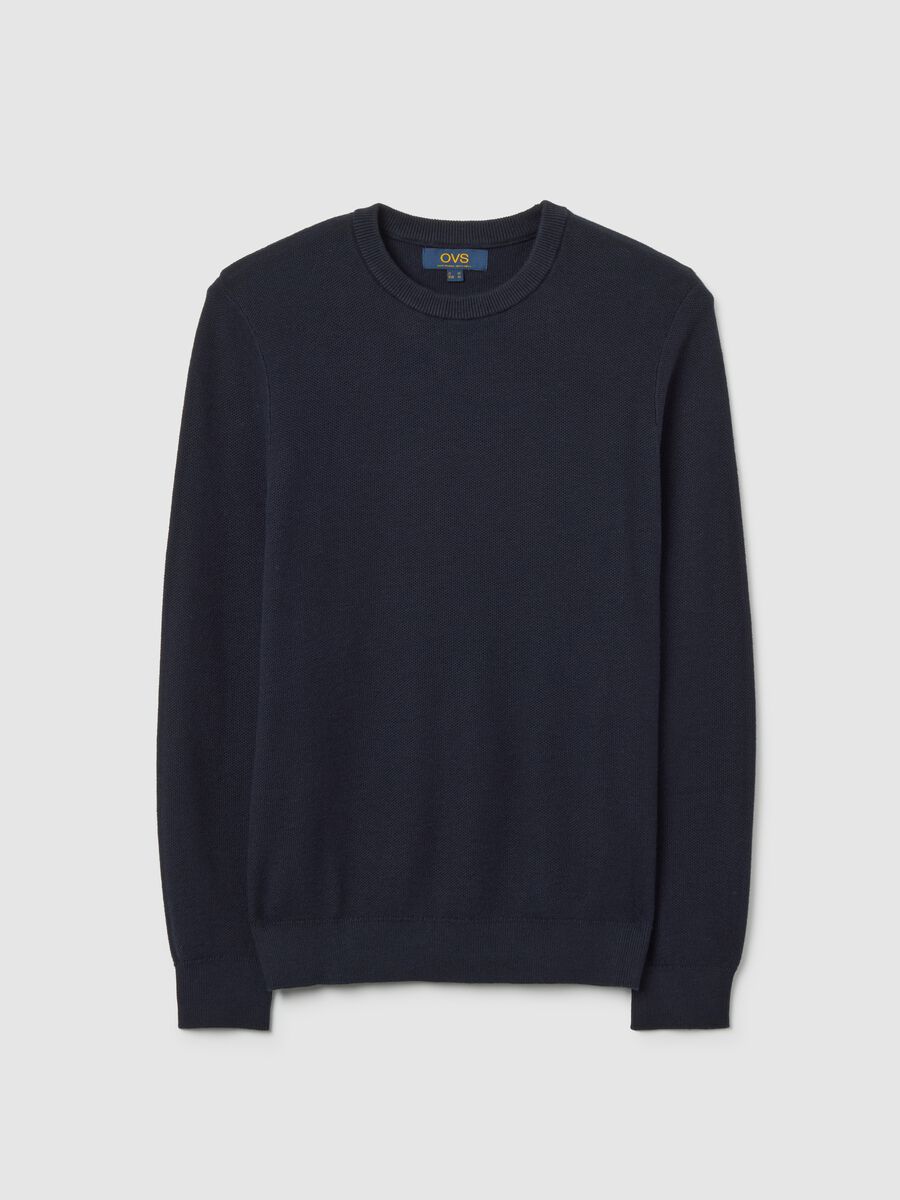 Blue Cotton Blend Regular Fit Jumper_4
