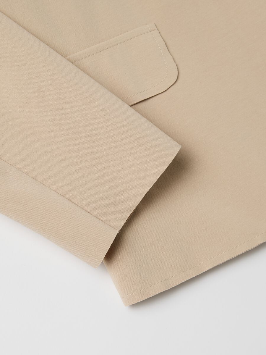 Beige stretch single-breasted blazer_5