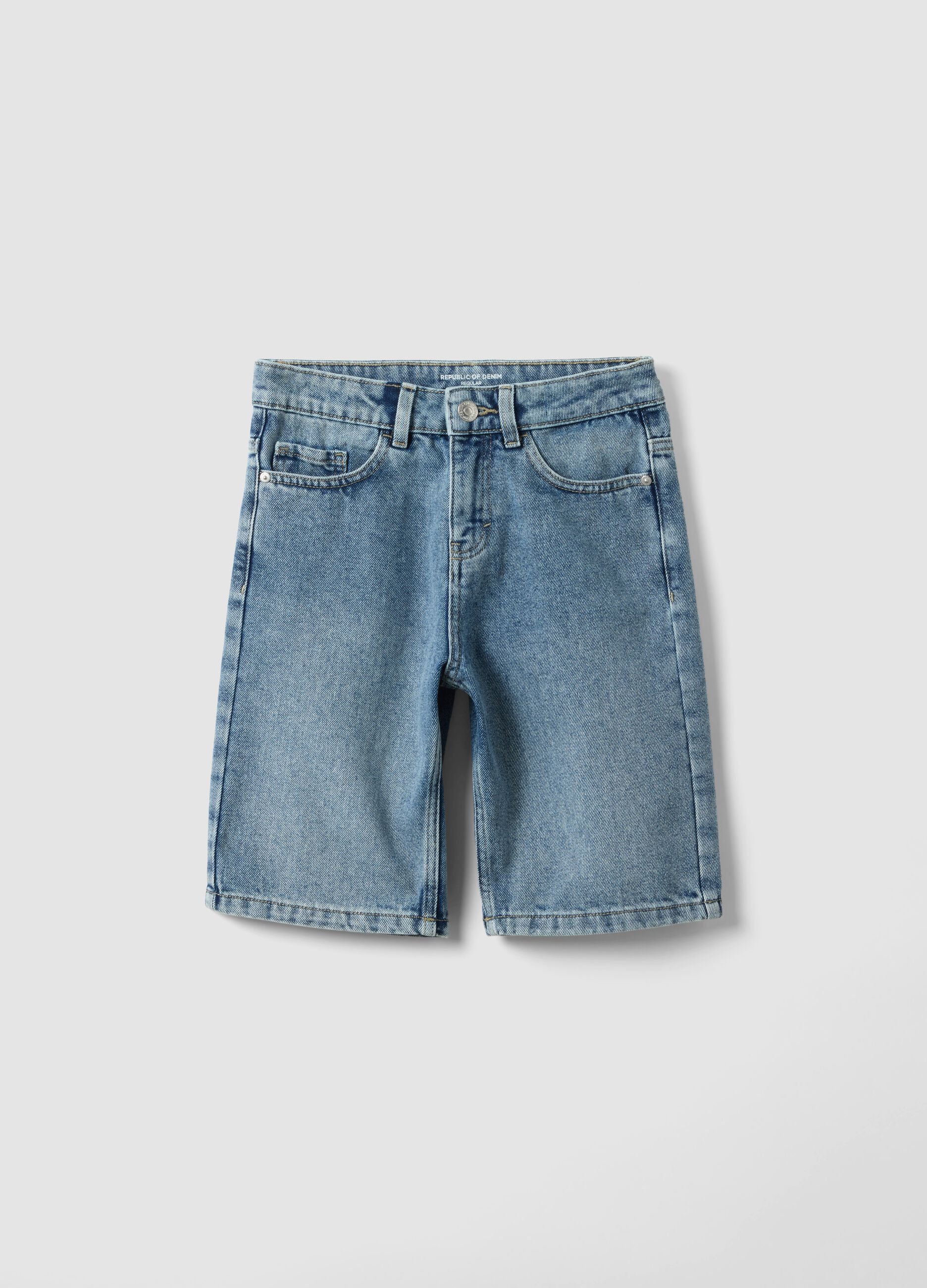 Blue denim cotton-blend boys&rsquo; shorts, regular fit