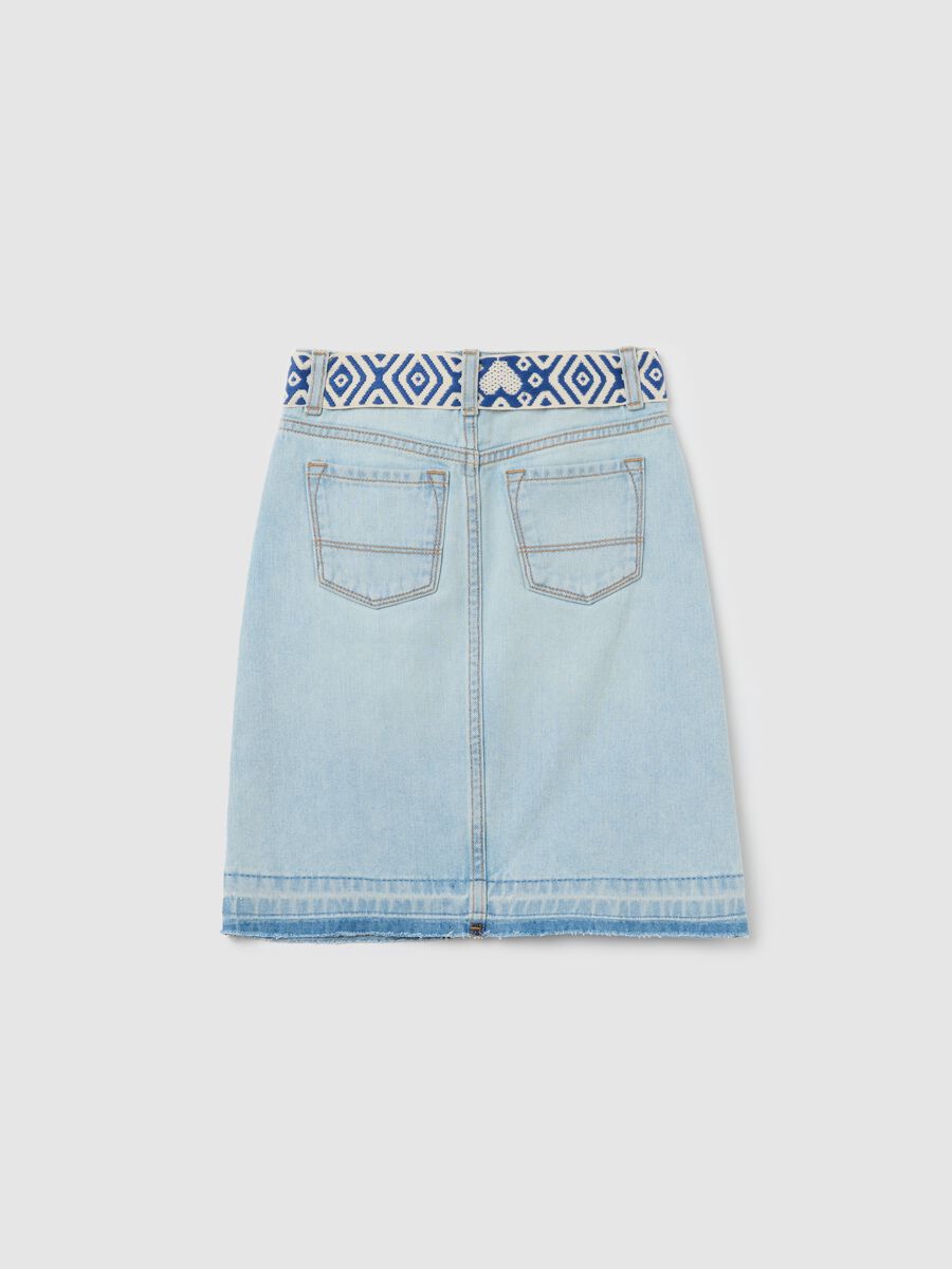 Denim skirt with ethnic belt in cord_1