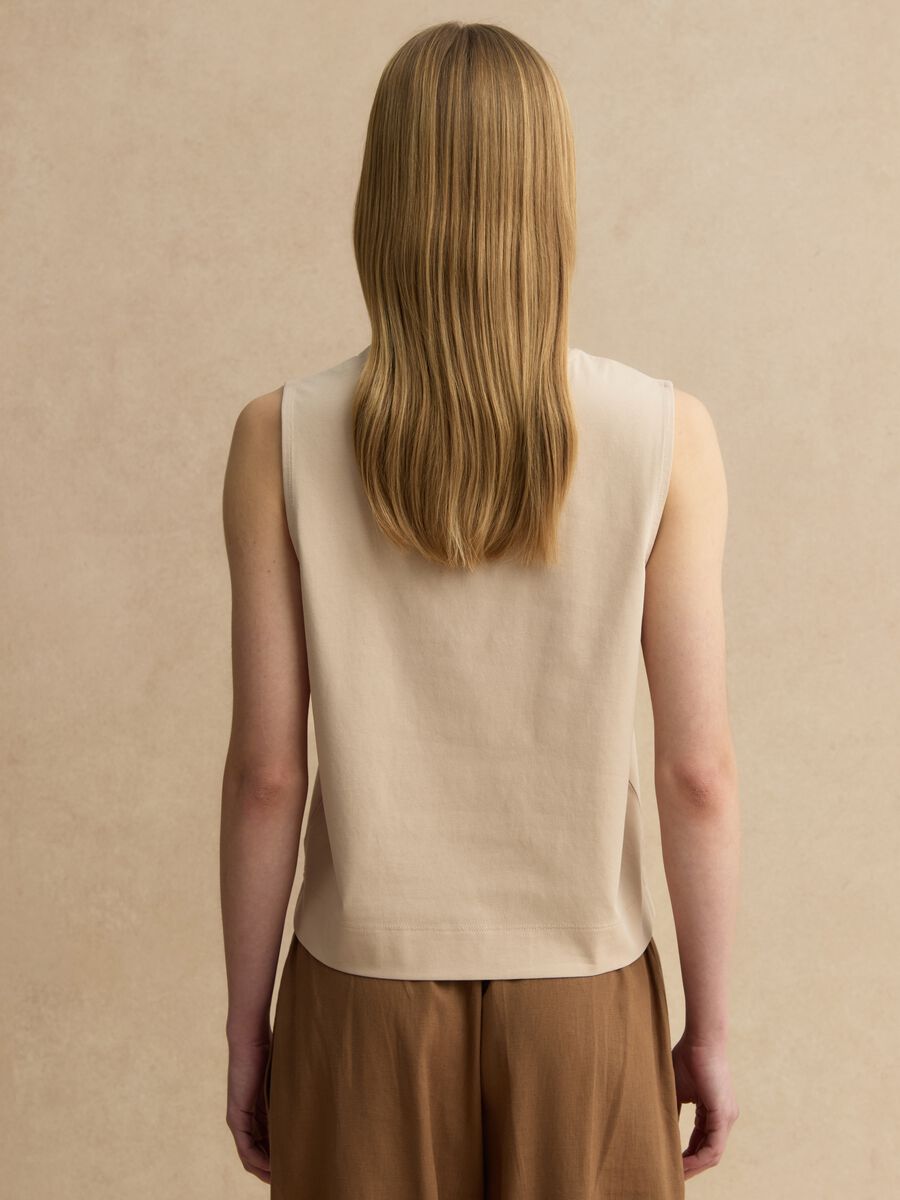 Beige cotton-blend tank top_3