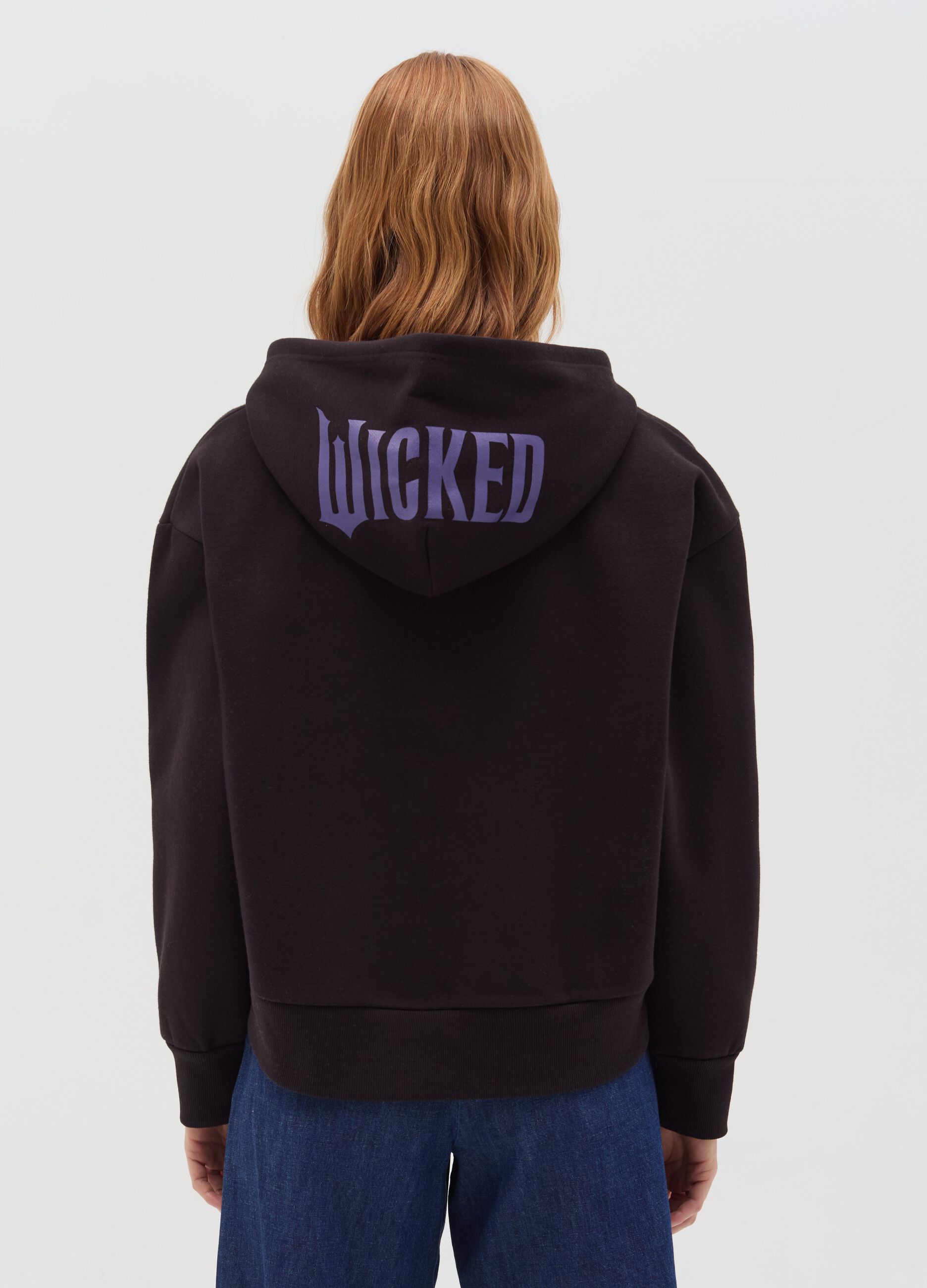 Sweatshirt with hood and Wicked print
