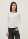 White cotton blend slim fit boat neck top for girls_0