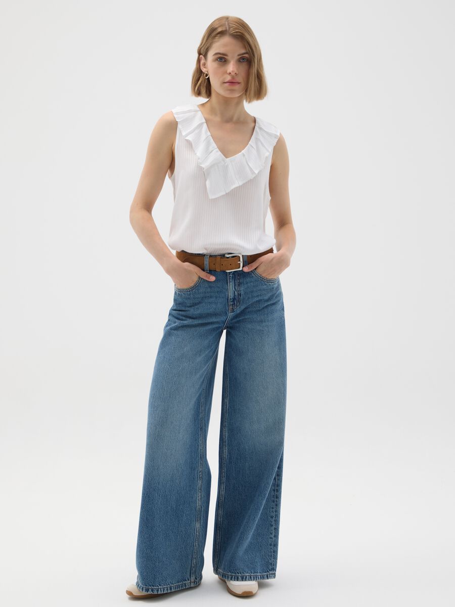 Wide Leg Denim Jeans_0