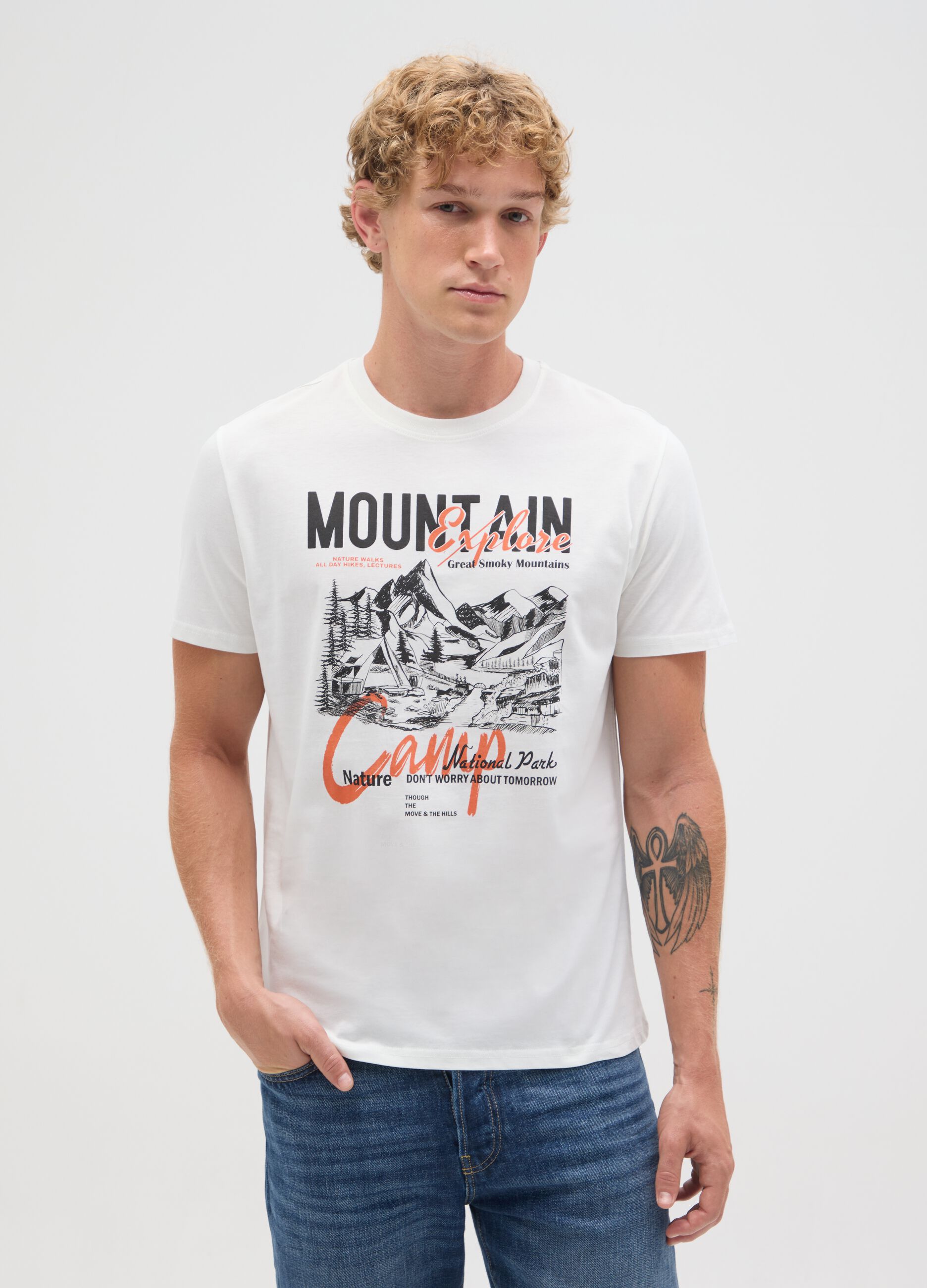 Men's regular fit white pure cotton T-shirt