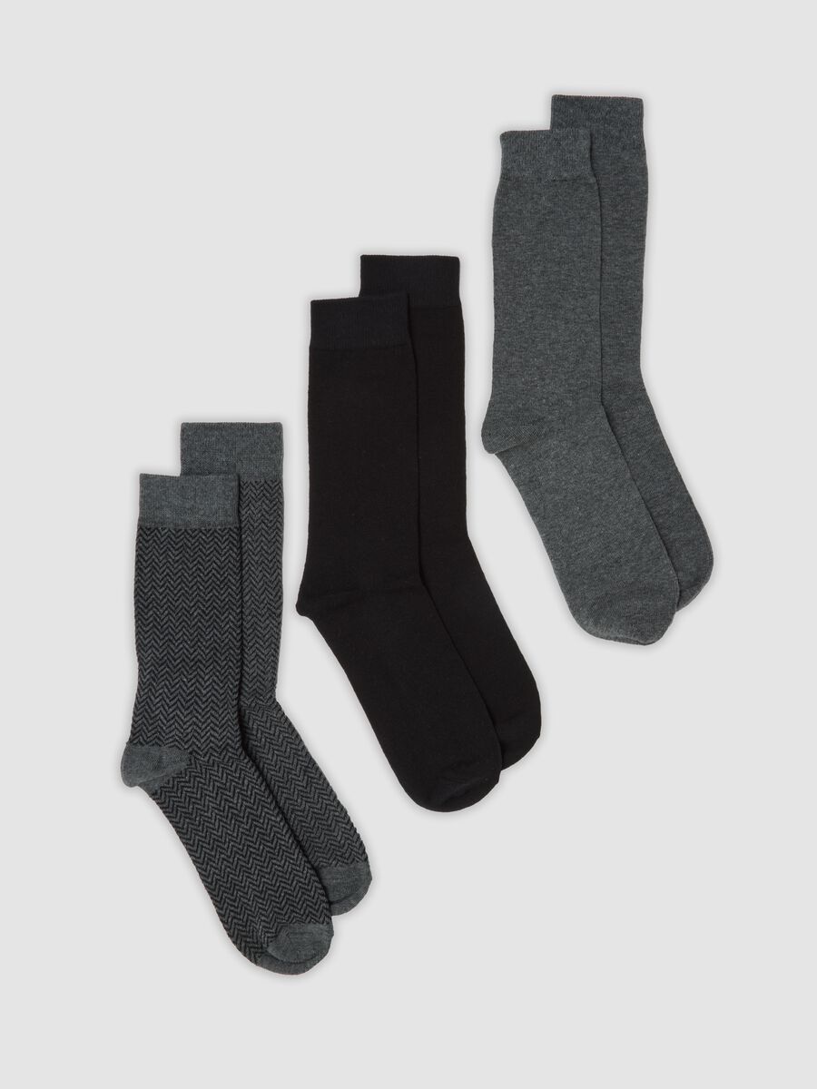 3-pack of grey mid-calf socks in stretch organic cotton_0