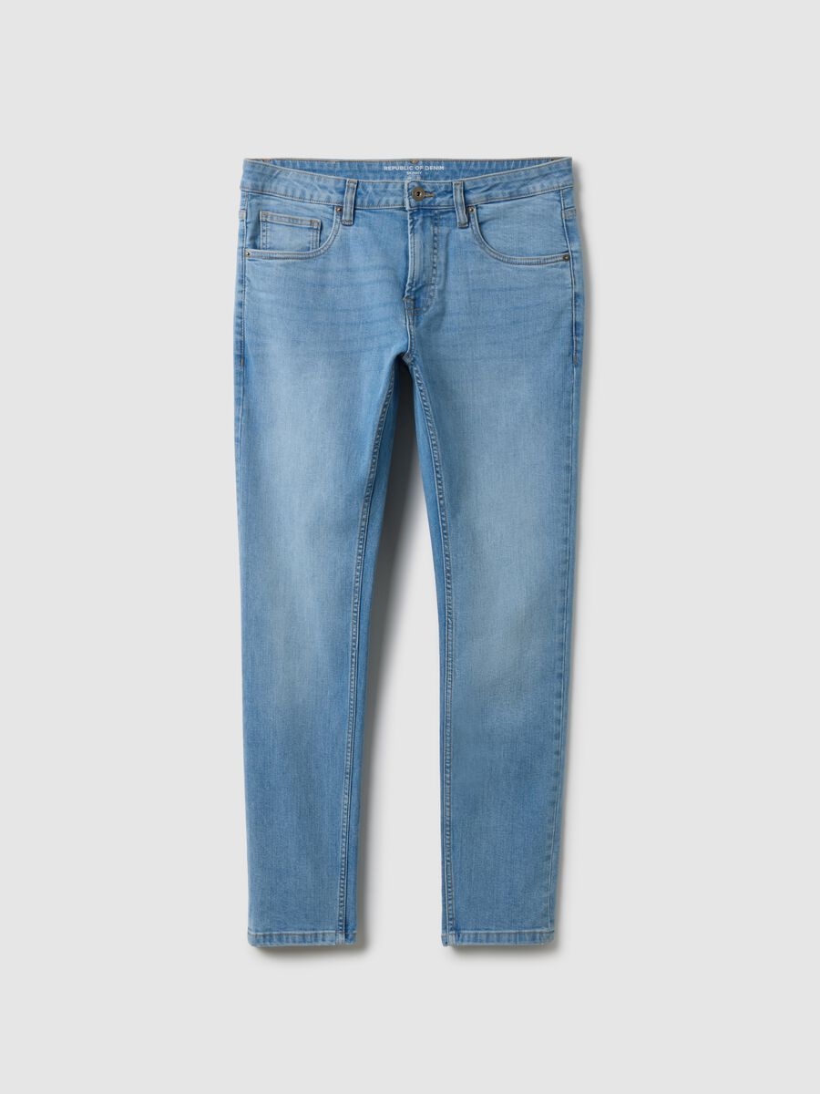 Jeans in cotone elasticizzato azzurro skinny fit_4