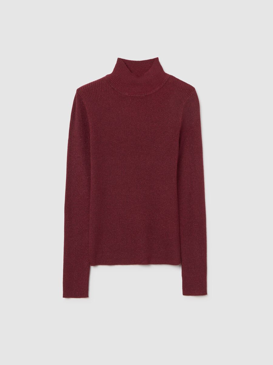 Burgundy High Neck Fitted Sweater_4