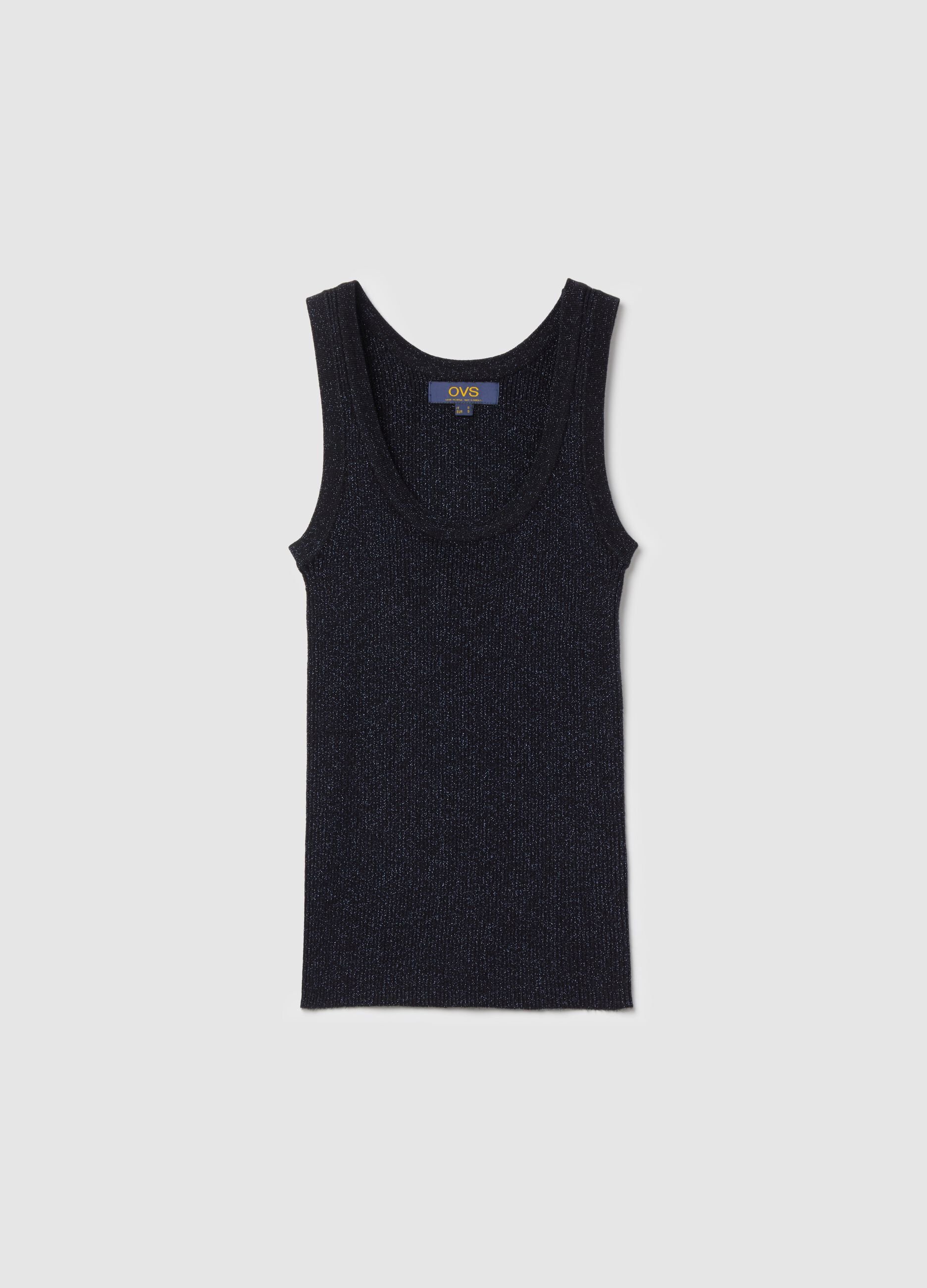 Ribbed lurex tank top