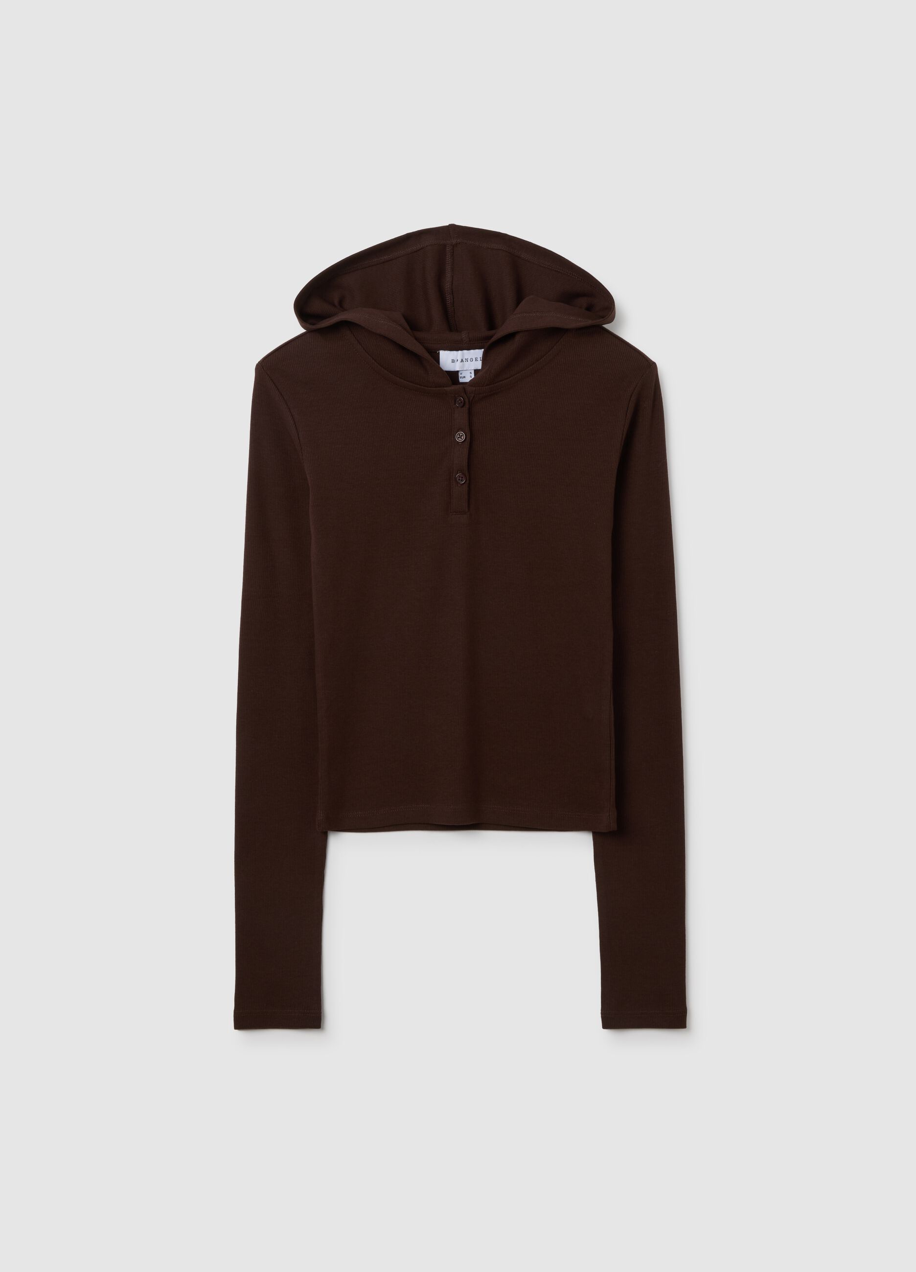 Brown Cotton Hoodie T-shirt