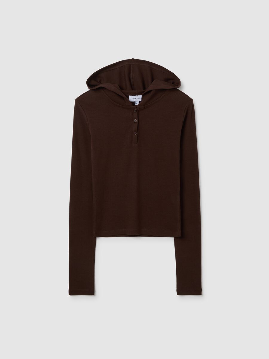 Brown Cotton Hoodie T-shirt_0