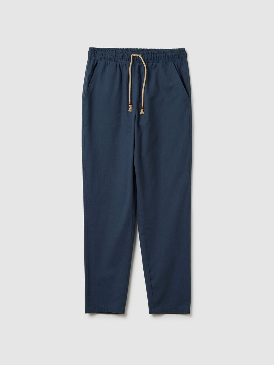 Men's Blue Cotton Blend Regular Fit Trousers_4
