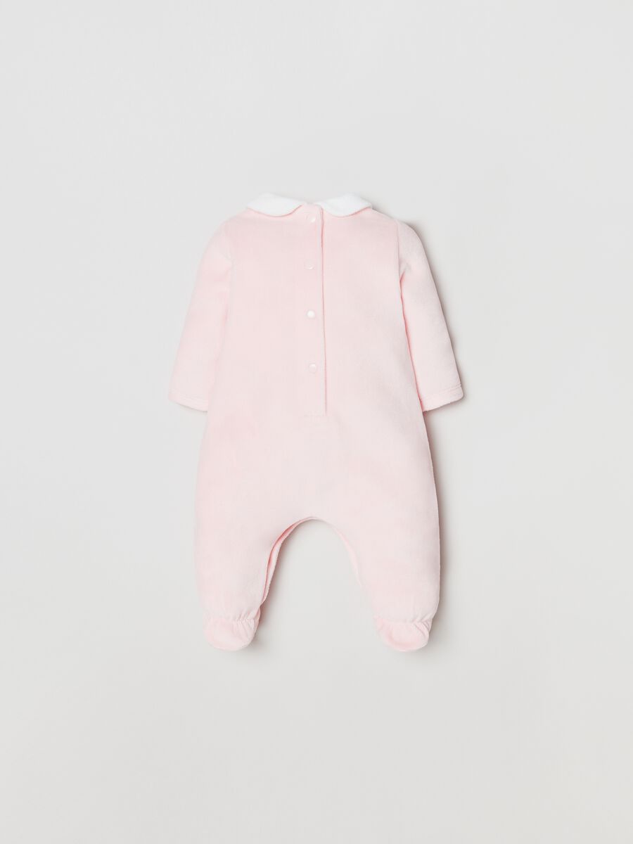 Tutina in velour con piedini e ricamo volpe_1