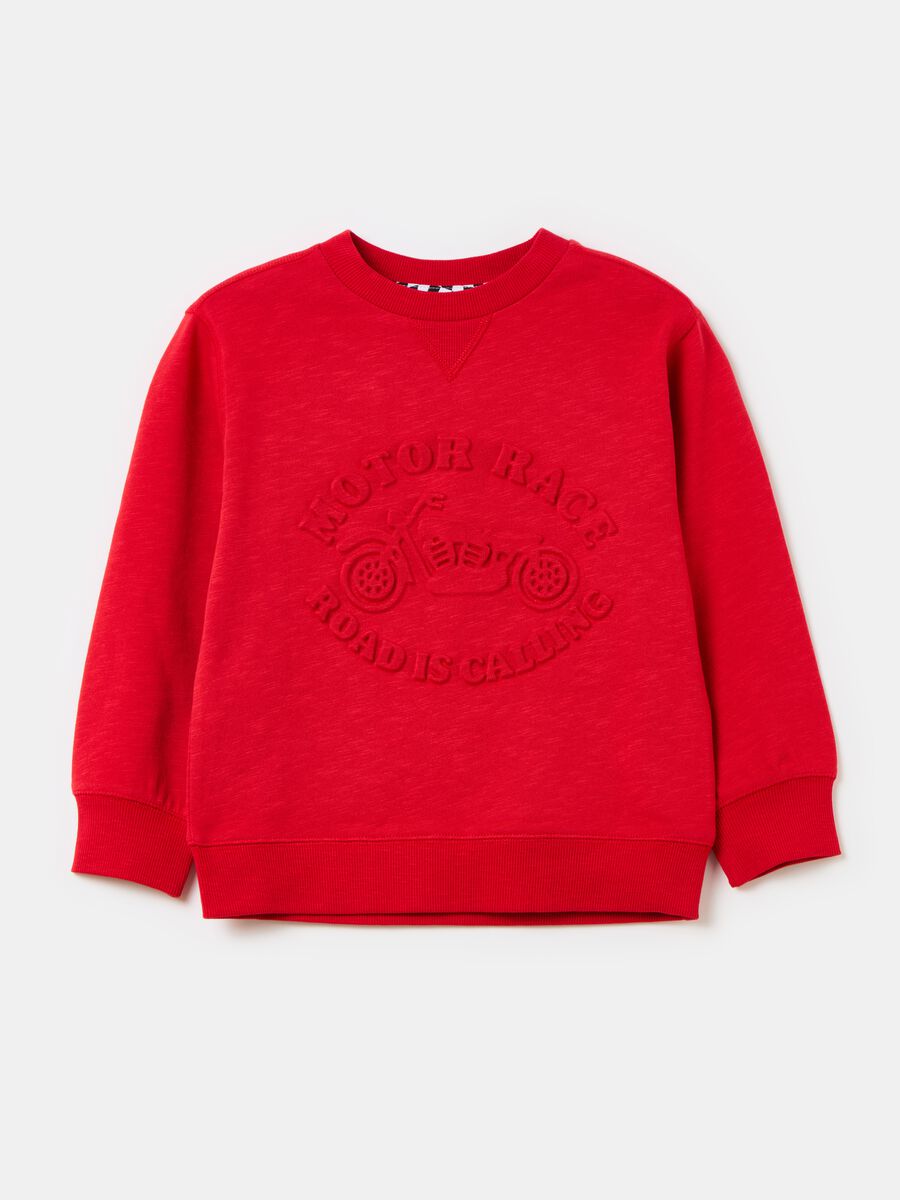 Cotton sweatshirt with raised print_0