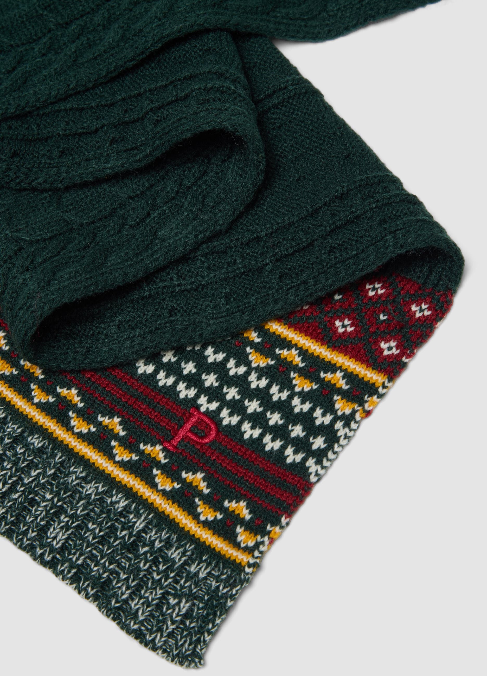 Sciarpa verde scuro jacquard