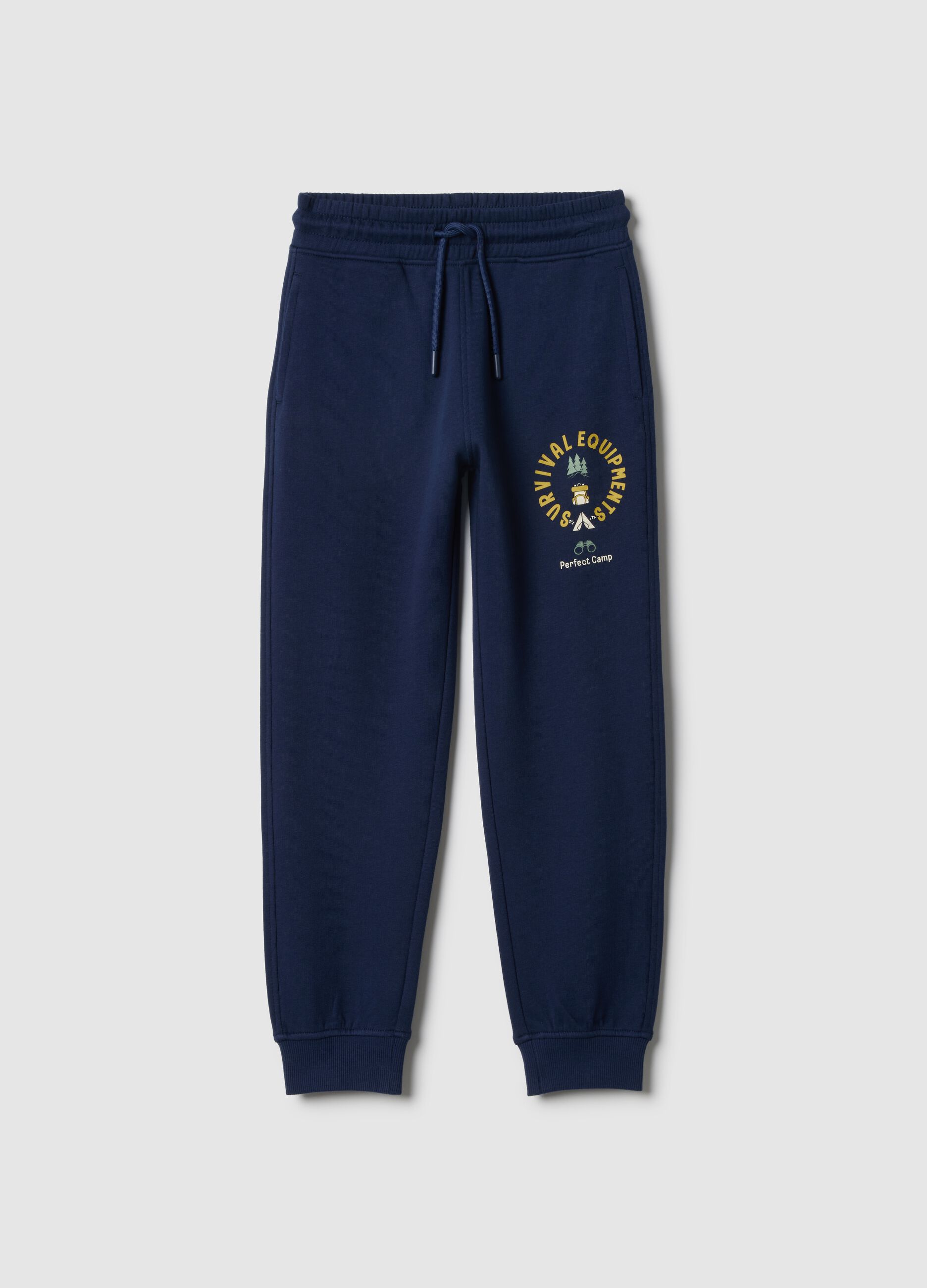 Children's regular fit blue pure cotton joggers